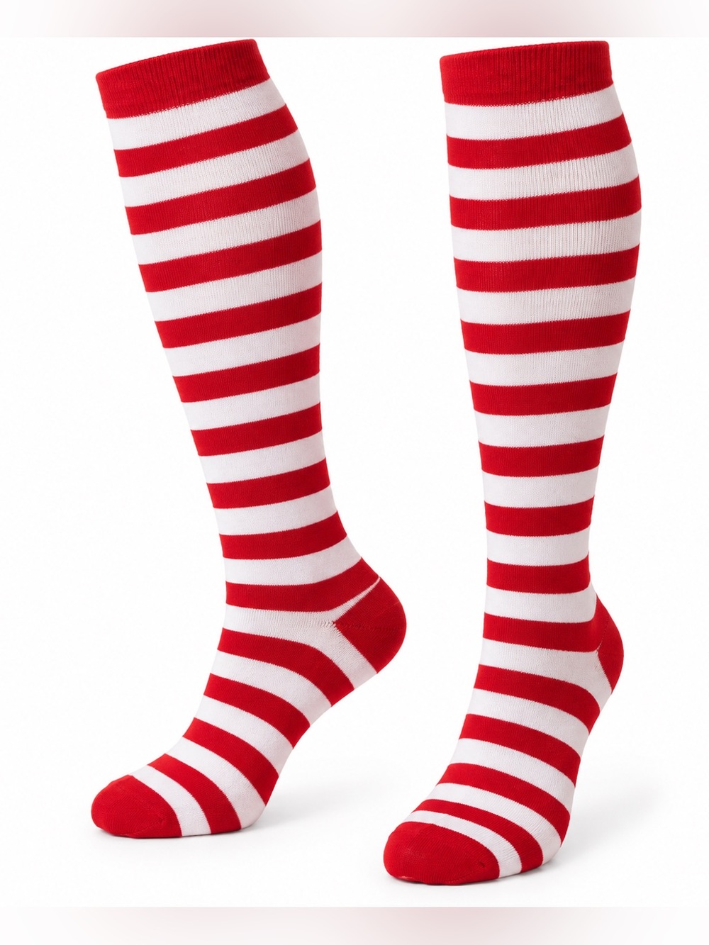 Red & White Striped Knee-High Socks - Men